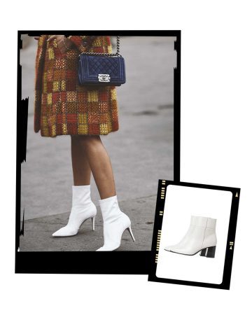 look with white 60s style boots