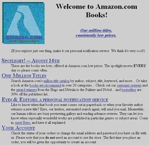 Amazon.com's home page as it appeared in 1995.